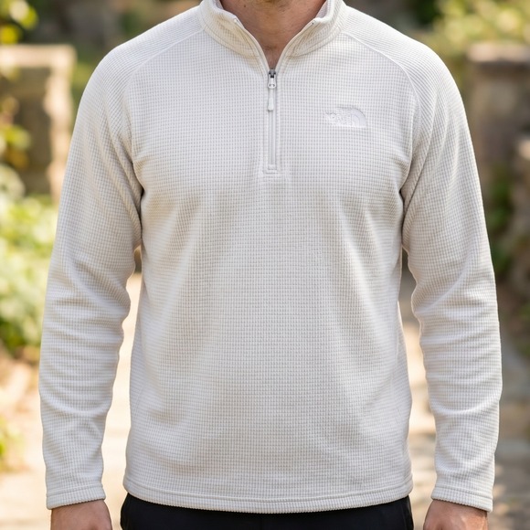 The North Face Other - The North Face Mens Cream Waffle Knit 1/4 Zip Grid Fleece Pullover XL 4679